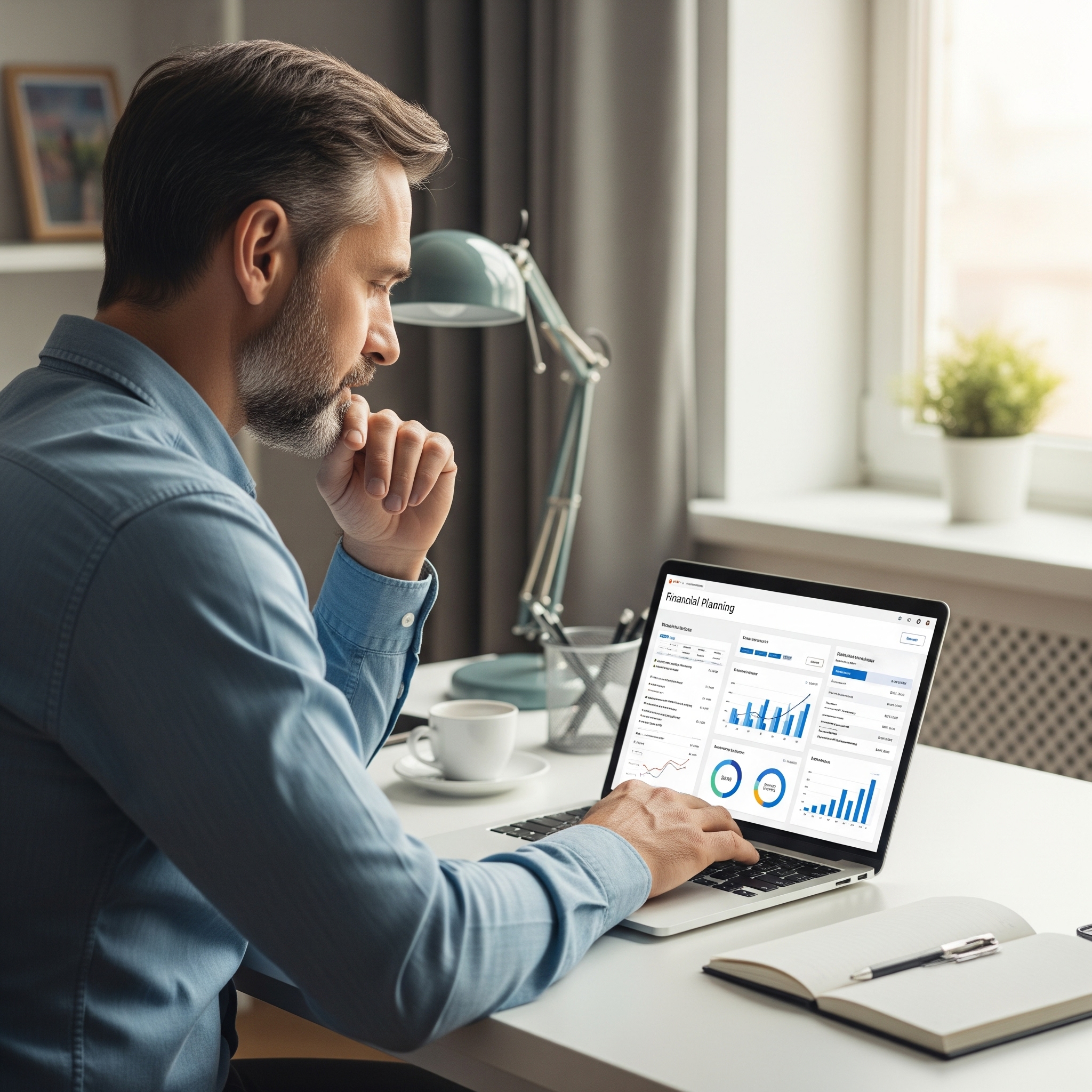 Person plant Investitionen auf einem Laptop